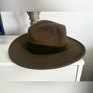 Brixton Olive Felt Fedora with Dark Trim